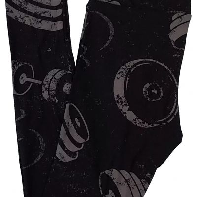 TC Lularoe Leggings Exercise Weights Dumbbells' Weightlifting Black NEW 258680